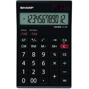 Calculatrice de bureau solaire Sharp EL-125TWH 112 x 13 x 176 mm (L x H x P) Noire - Product Image 1