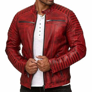 Veste en cuir de haute qualité pour hommes dans un style rétro à manches longues vêtements d'extérieur d'hiver dernière conception veste en cuir pour hommes - Product Image 3