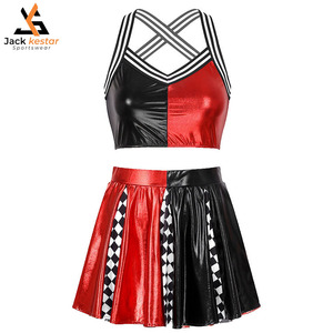 ชุดเชียร์ลีดเดอร์แบบใหม่ล่าสุด ผลิตจากโรงงาน ออกแบบเองได้  ชุดเชียร์ลีดเดอร์แบบซับลิเมชั่น ประดับคริสตัล  ชุดเต้นเชียร์สำหรับเด็ก - Product Image 6