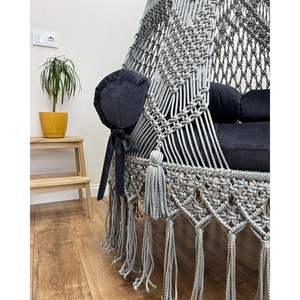 Elegante Silla Colgante de Macramé para Interiores/Exteriores, Hamaca de Jardín para Relajarse en el Patio, Muebles Elegantes para Sala de Estar - Product Image 3