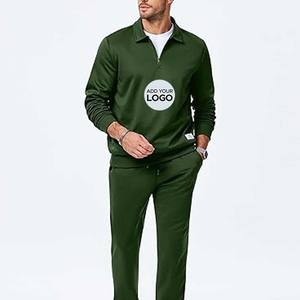 <b>Men's</b> Tracksuit 2 Piece <b>Quarter</b> <b>Zip</b> Sweatsuit Workout Plaid Jogging Suit Set - Product Image 4
