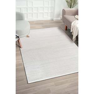 Alfombra Moderna Blanca Netline Home Depot Zett ZE013, 60% Viscosa, 40% Acrílico, No Desprende Pelusa, Fácil de Limpiar, Duradera - Product Image 1