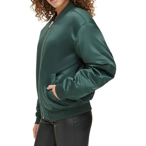 Premium High Quality Satin Green Bomber <b>Jacket</b> Women Men Unisex Casual Streetwear Flight <b>Pilot</b> <b>Jacket</b> Windbreaker Varsity Coat - Product Image 4