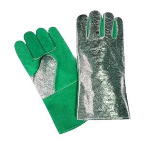Guantes de cuero dividido de piel de vaca aluminizada de alta resistencia, ignífugos, resistentes a la abrasión, seguridad reflectante para soldadura - Product Image 3