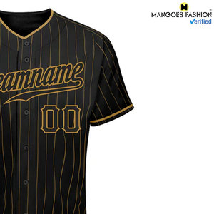Vêtements de sport Personnalisé Noir Vieux Or Pinstripe Noir Baseball Softball Maillot Authentique Haute Performance Tissu Anti-Humidité - Product Image 5