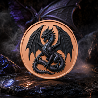 Nuevas Monedas de Cobre Puro 99.99% de 10 AVDP oz con Dragón Negro en Alto Relieve, Impresión UV Colorida, Monedas de Cobre Coleccionables Personalizadas
