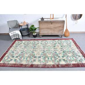 Alfombra turca Vintage tradicional rojo Beige 4,8x8,2 pies área grande respaldo de látex de lana 10mm de espesor Patchwork para habitación de pasillo - Product Image 5