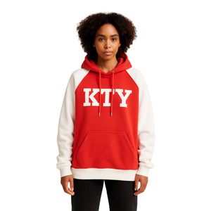 DST Delta Red Body White Raglan Sleeves Pullover Sudadera con capucha Mezcla de algodón Hermandad griega Ropa Divine Nine HBCU Greek Life Ropa - Product Image 1