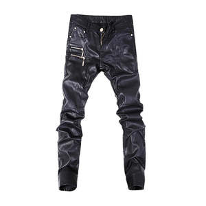 Pantalones de cuero de lujo para hombre, ropa de calle cómoda ajustada a la moda Rock de motocicleta de alta calidad, transpirable - Product Image 3