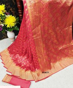 Sarees de seda de arte, venta al por mayor, Sari para mujeres, adultos, lavable, limpieza en seco, India y Pakistán, soporte de tamaño completo, Saree / Sari / Shari 500 5634, ropa - Product Image 2