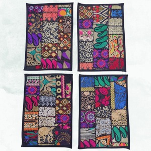 Tapis de table patchwork faits à la main ensemble de 6 tapis de salle à manger en coton cousu kantha vibrant maison décorative artisanale écologique - Product Image 3