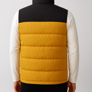 Gilet matelassé Colorblock pour homme Veste matelassée sans manches avec fermeture éclair sur le devant et poches latérales Vêtements d'extérieur décontractés légers et chauds - Product Image 2