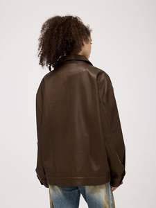 Chaqueta de moto unisex con cremallera Chaqueta de cuero de estilo vintage de moda Trajes de gran tamaño de moda para hombres - Product Image 3