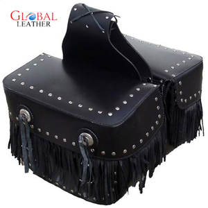 Sac de selle de moto en cuir véritable de haute qualité avec lacets de style vintage, bordure à franges, résistant à l'eau et imperméable, toutes saisons - Product Image 1