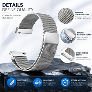 Bracelet de remplacement magnétique en maille respirante en acier inoxydable pour montre connectée <span class=keywords><strong>Garmin</strong></span> Vivoactive 5 <span class=keywords><strong>Venu</strong></span> 2 Plus - Product Image 5