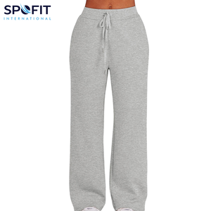 Premium femmes grande taille hiver survêtement couleur unie à la mode Look fermeture éclair Jogging porter formation pantalon évasé Spofit International - Product Image 5