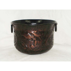 Soporte de manguera de hoja de metal con recubrimiento de polvo de cobre Acabado Forma redonda Diseño floral de calidad superior para decoración de jardín - Product Image 3