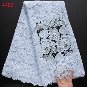 4483 Tessuto in Pizzo Africano di Alta Qualità a Prezzo All'Ingrosso, Pizzo Guipure Bianco Puro, Stili di Tessuto Aso Oke Africano - Product Image 1