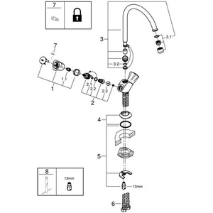 Robinet mélangeur de cuisine Grohe Costa 1/2 pouce monotrou pivotant œil-œil NPT en chrome avec garantie de 3 ans - Product Image 4