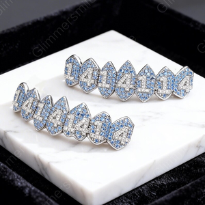 กริลล์เพชรโมอิสซาไนต์แบบกำหนดเอง VVS ประดับเพชรเต็มตัว เงินแท้ 925 สไตล์ฮิปฮอปสุดหรู สำหรับผู้ชายและผู้หญิง - Product Image 4
