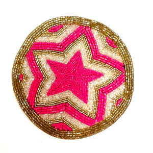 Handwork <b>Beaded</b> Embroidery Large Star Design 4 Set <b>Coaster</b> Fancy Stylish Designer And High Quality Exclusive Tea Table Decor - Product Image 1