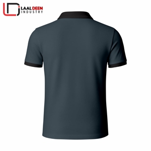 Léger 100% coton pour homme pour polo tricoté à manches courtes avec bouton de couleur unie - Product Image 6
