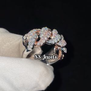 Anillo de Hombre de Plata 925 Estilo Nuevo, Media Cadena Cubana, Completamente Engastado con Moissanita, Joyería Religiosa Chapada en Rodio para Boda - Product Image 5