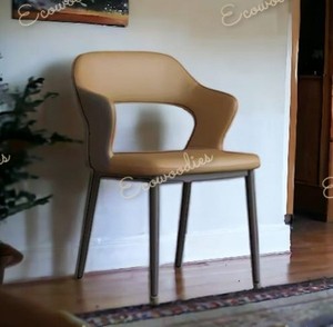 Chaise de café confortable en bois massif avec coussin en tissu bouclé pour salle à manger, café, hôtel, salon - Product Image 4