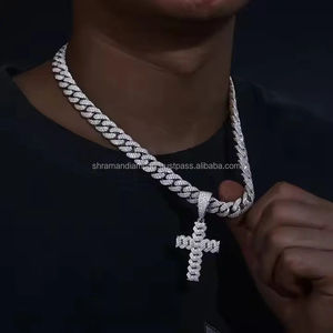 Colgante de cruz chapado en oro rosa con diamantes Shraman para hombre, joyería religiosa con moissanita y cadena cubana, regalo de oro macizo de 14K y 18K - Product Image 4