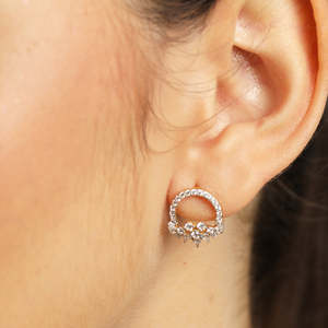 Compre Pendientes de Plata de Ley 925 de Primera Calidad para Mujeres y Niñas, Pendientes de Diamantes con Corte Princesa en Oro de 14K, Pendientes de Moda con Forma de Flor y Gota de Agua - Product Image 5