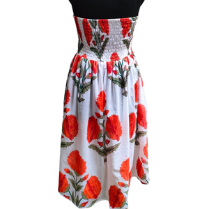 Ăn mặc trông giống như một khá lạnh mùa hè trang phục vải có vẻ thoải mái bông in đậm và sôi động với những bông hoa màu đỏ trên trắng - Product Image 3