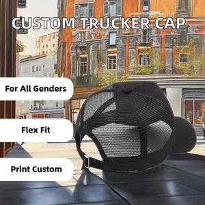 Gorra de camionero de malla con ala curva de espuma de 5 paneles de alta calidad personalizada al por mayor, gorra de camionero con logotipo de parche con apliques - Product Image 2