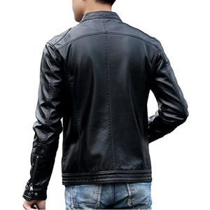 Veste en cuir de vachette 100% personnalisée de qualité supérieure pour hommes Tissu en laine de haute qualité Couleur unie Col montant Veste d'hiver OEM pour hommes - Product Image 3