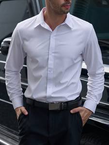 Camisa de negocios de manga larga de color sólido para hombre, camisa de vestir informal y formal para hombre, 100% algodón. - Product Image 3