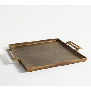 Ensemble de plateaux de service rectangulaires en acier inoxydable doré avec poignées, plateau à café et à thé en métal de luxe pour la décoration de la maison, de l'hôtel et des mariages - Product Image 4