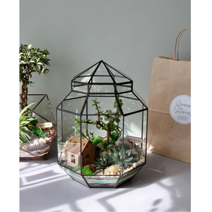 Large Geometric Glass Terrarium Indian Handmade Antique Finished <b>Clear</b> Glass <b>Vase</b> Planter Garden & Home Decorations Manufacturer - Product Image 2