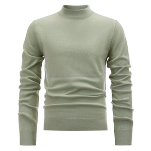 Pull à col roulé pour homme en gros, chaud, coupe régulière, respirant, tricoté, uni, décontracté, fermeture éclair, 100% coton - Product Image 2