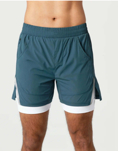 Shorts de poche croisées d'entraînement de gymnastique athlétique pour hommes pour le dessin de forme physique, shorts élastiques de gymnastique pour hommes de 5 pouces - Product Image 1