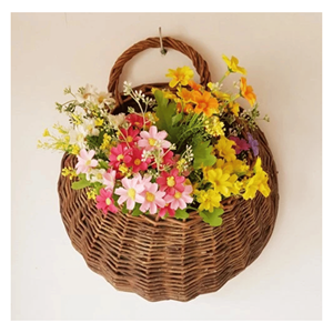 Wall-Mounted Handmade Eco-Friendly <b>Rattan</b> Woven <b>Hanging</b> <b>Basket</b> Flower Pot for Flower Arrangements - Product Image 6