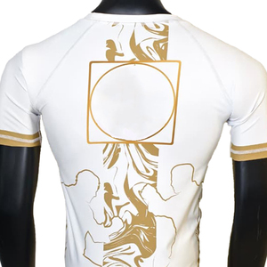 Haut de compression personnalisé à manches courtes UPF 50 + Rash Guard imprimé par sublimation en gros BJJ MMA pour le surf de natation Jiujitsu respirant - Product Image 4