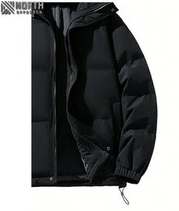 Vestes d'hiver unisexes en cuir matelassé pour hommes haute qualité 100% nylon personnalisé noir bulle design capuche amovible chaud fermeture éclair pour hommes - Product Image 6