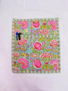 Étui de protection pour tablette en coton pur vintage indien fait à la main, léger, imprimé à la main, anti-poussière, écologique, motif floral - Product Image 6