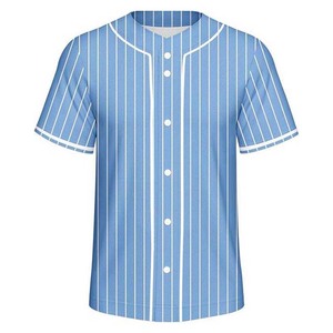Camiseta deportiva de Softbol Profesional para hombre, camiseta de Béisbol Juvenil OEM por sublimación, camiseta de poliéster Spandex con diseño a rayas y botones - Product Image 6