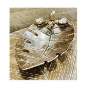 Bol à feuilles en aluminium Bol à salade plaqué or pour hôtels, maison et cuisine Bol à vaisselle décoratif en métal pour collations et biscuits - Product Image 1