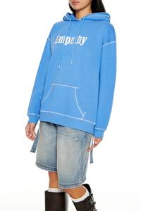 Trendy Style y2k oversized drop shoulder Hoodie for <b>women</b> screen print contrasting topstitching hood warm cozy hoodie for <b>Women</b> - Product Image 4
