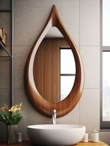 Marco de espejo de pared de madera contemporáneo de la mejor calidad con estilo rústico y tallado a mano Ideal para una decoración elegante del hogar - Product Image 2