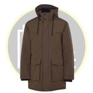 Parka de invierno impermeable marrón para hombre con forro polar con capucha y chaqueta de exterior a prueba de viento con múltiples bolsillos para clima frío - Product Image 1