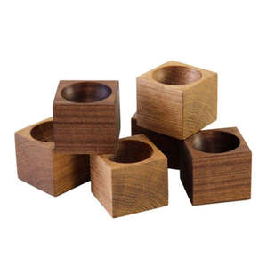 Lot de 6 porte-oeufs en bois marron Blocs en bois porte-oeufs pour la maison Cuisine Table Utilisation Supports de stockage et supports - Product Image 1