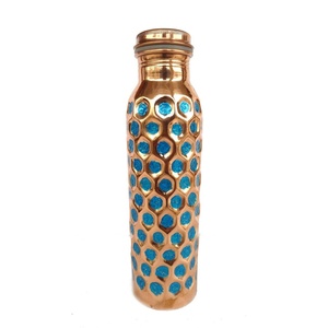 Floral Printed Design Enamel Coated <b>Copper</b> <b>Water</b> <b>Bottle</b> for Ayurvedic Health Benefits Leak Proof Eco Friendly & Durable Design - Product Image 4