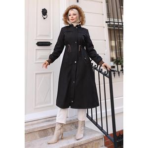 Manteau long décontracté noir à manches longues Mega Merchant 90785 - Product Image 1